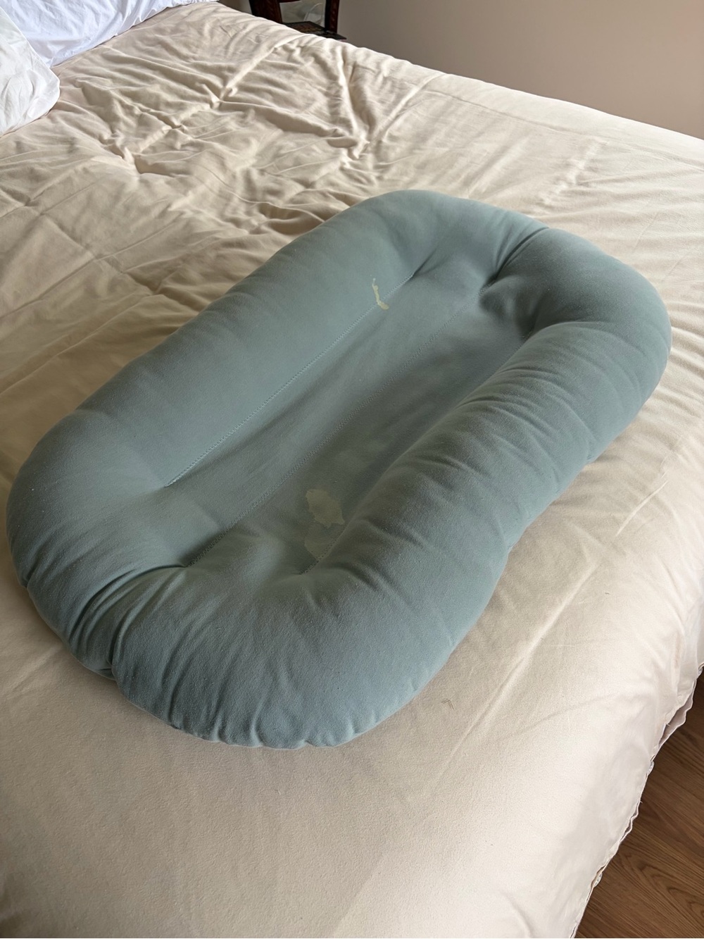 Infant Lounger Pillow in Soft Aqua Blue for Cozy Support